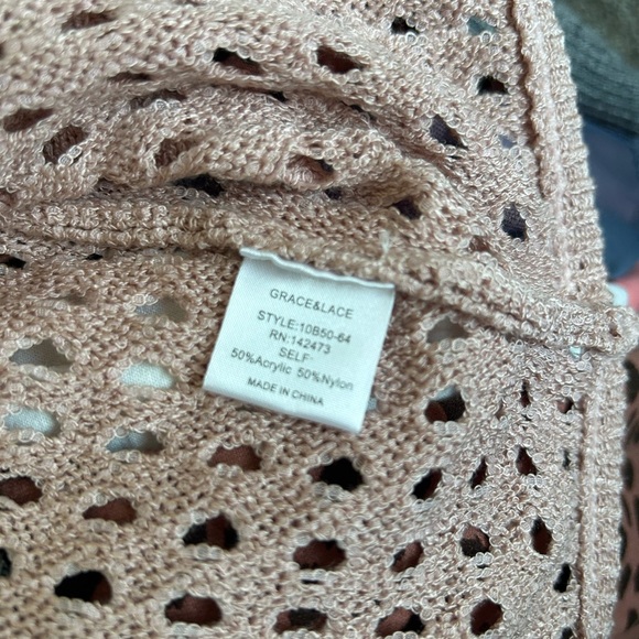 💚💚2 DAY Closet Clearout💚💚 Grace & Lace Light Pink Open-Knit Cardigan - Picture 3 of 4